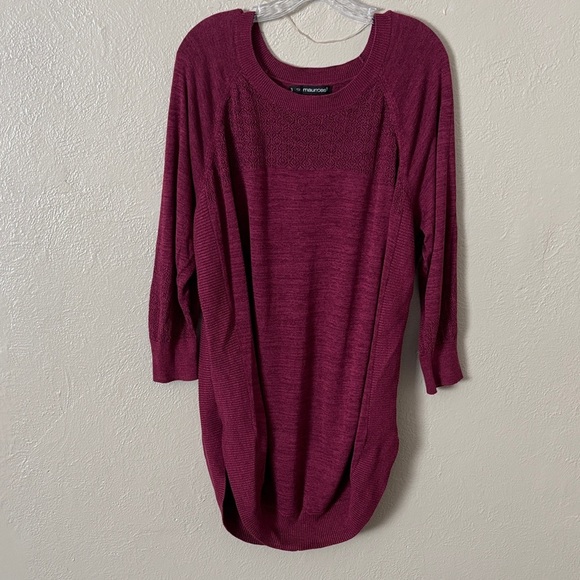 Maurice’s Plus Size Round Hem Tunic Lightweight Sweater 3X Magenta - Picture 1 of 6